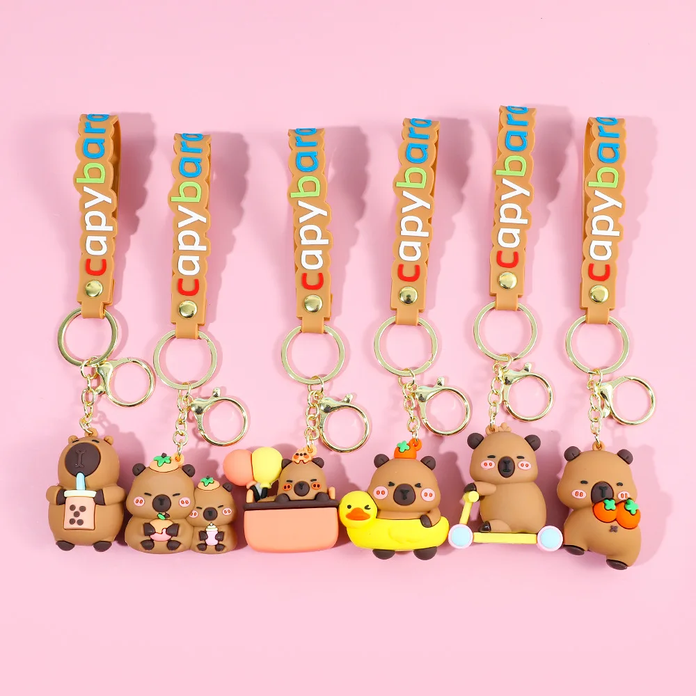 Creative Cute Capybara Keychains For Car Keychain Anime Cartoon Capibala Pendant Women Doll Keyring Charm Holiday Gifts Jewelry
