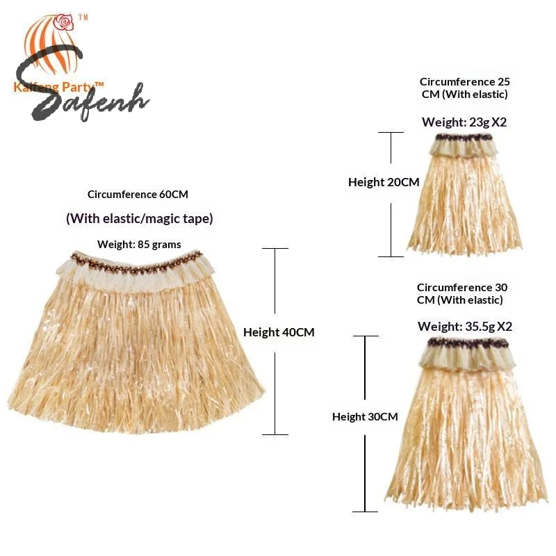 5Pcs/lot Hawaiian Grass Skirt Suit Elastic Arm Sleeve Feet Cover Dance Costume Beach Summer Holiday Wedding Party Grass Skirt