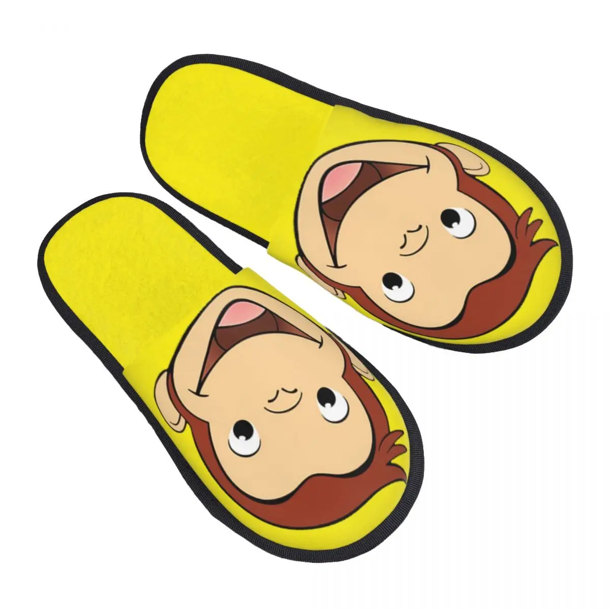 Curious George Cute Funny House Slippers Women Soft Memory Foam TV series Slip On Spa Slipper Shoes