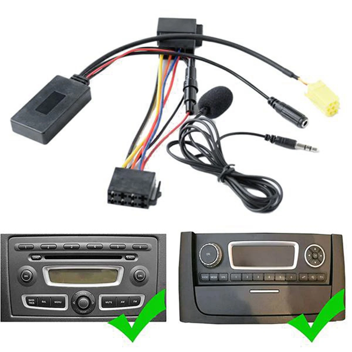 Adaptateur audio Bluetooth pour voiture, 6 broches, micro mains libres, câble AUX, pour Romeo 159 Fiat 500 LANCIA Musa Benz Smart Fortwo