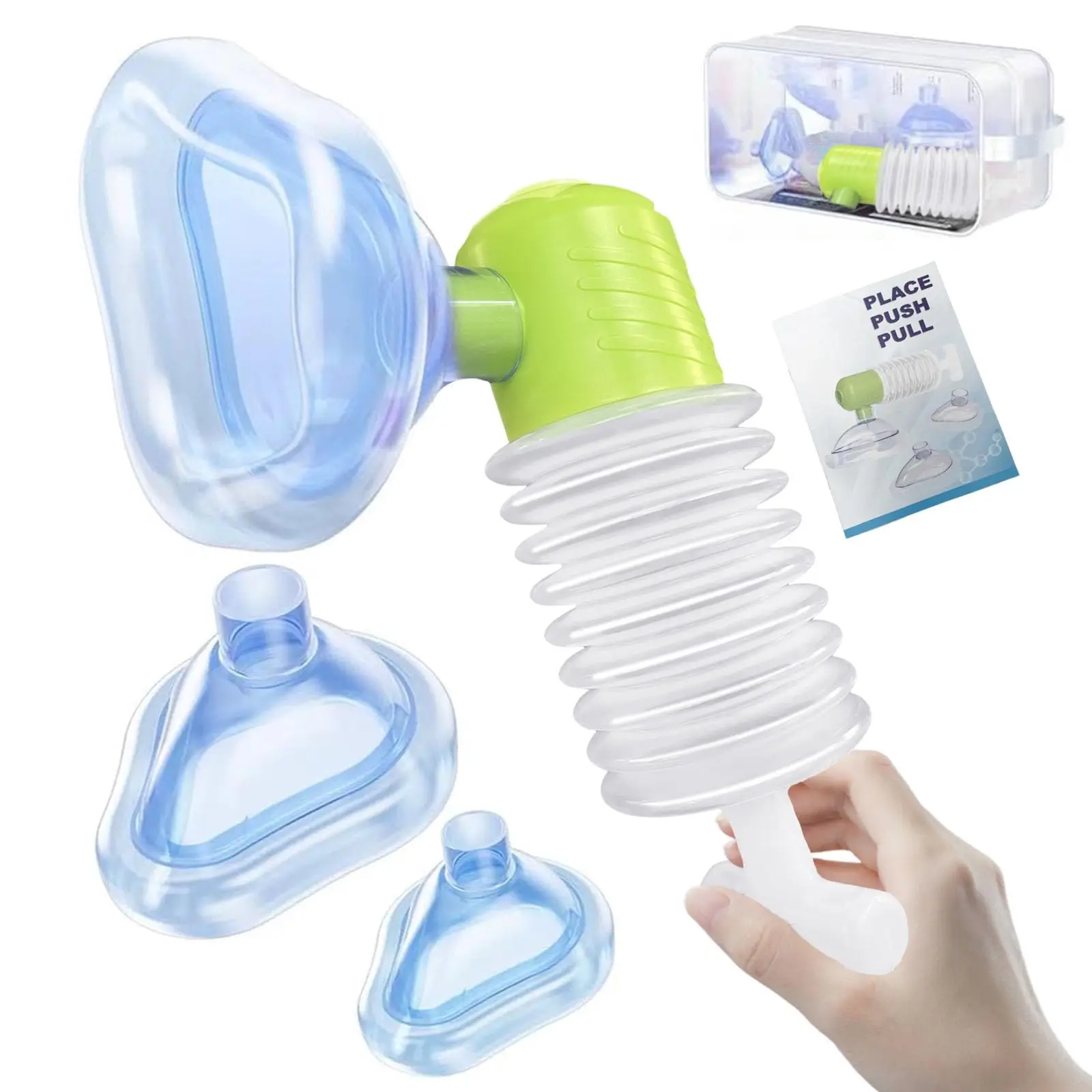Emergency Rescue Suction Tool Set Portable Vacuum Cleaner for Airway Obstruction 2 Masks Included Home&Travel First Aid Kit