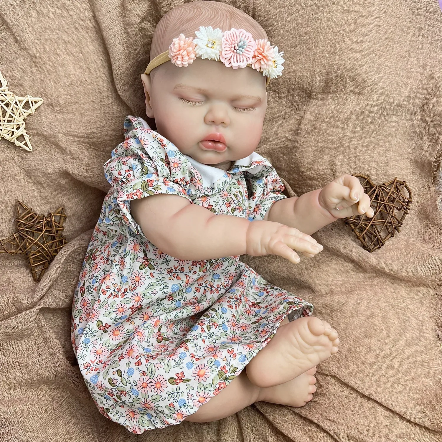 Poupée Reborn BZDOLL réaliste de 50 cm (20 pouces) en vinyle souple avec robe à imprimé floral et veines visibles, jouet pour bébé princesse
