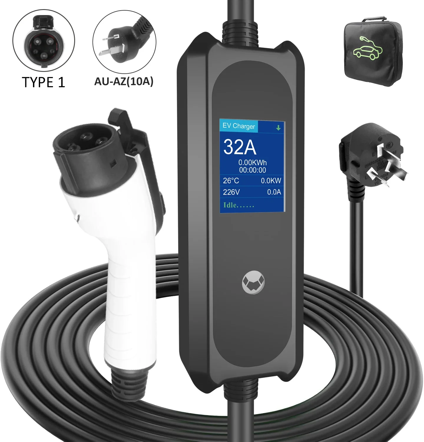 J1772 Current Adjustable EV & Plug-in Hybrid Car Charger Portable Electric Car Charger with AU Plug