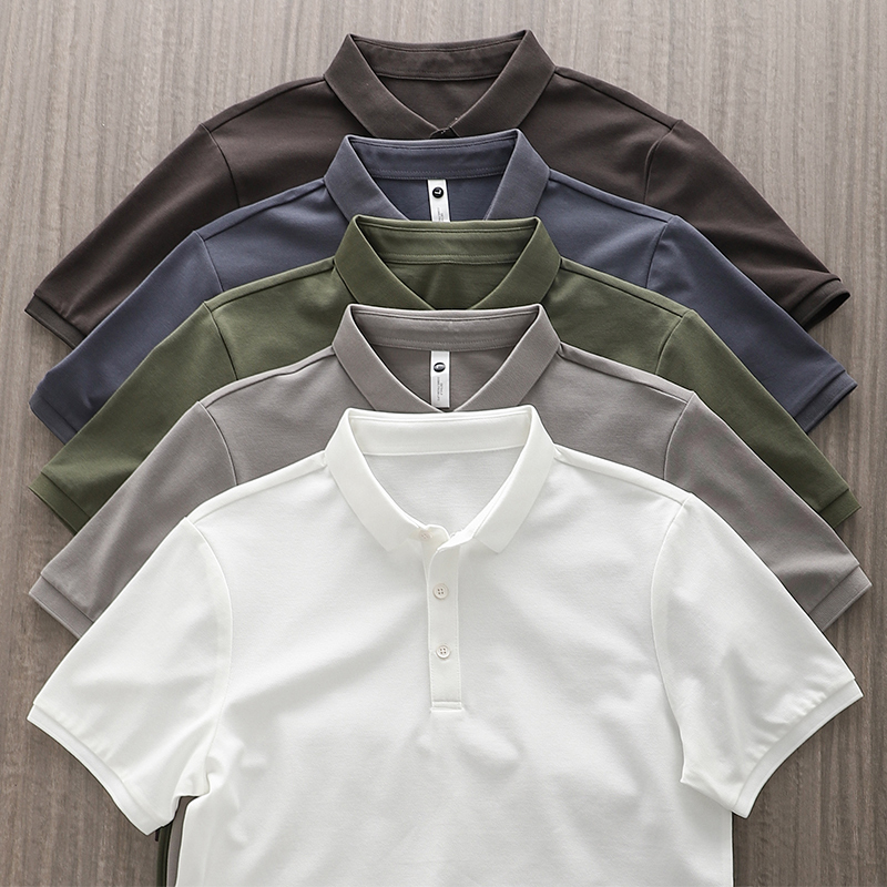  Dukeen Solid Color Polo Shirts for Men Short-Sleeved Golf Wear Summer Korea Style Plain T-Shirts Men's Clothing White Blouse 