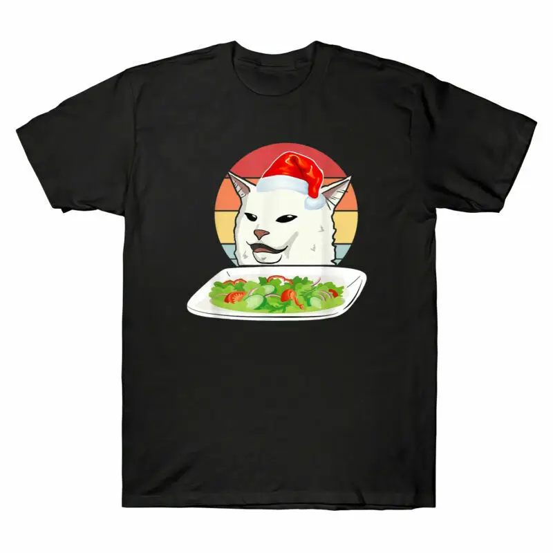 

Angry Women Yelling At Confused Santa Cat At Dinner Table Meme Vintage T-Shirt