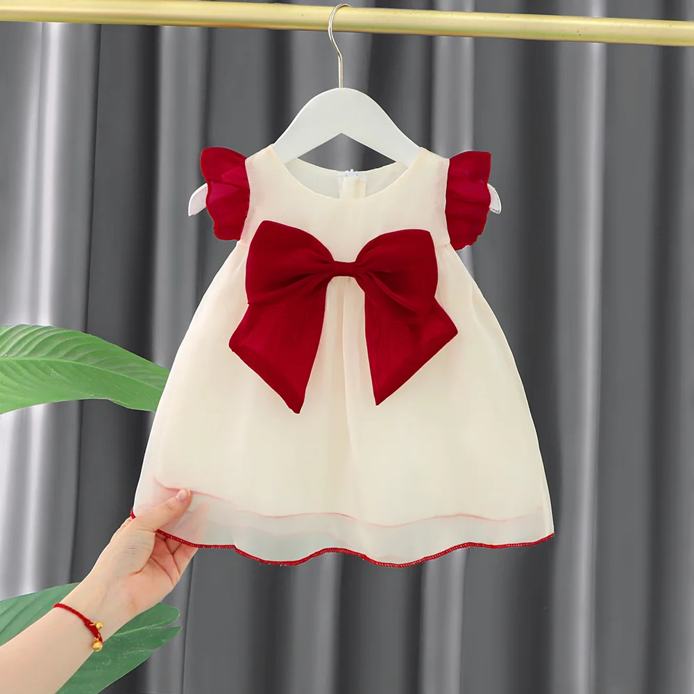 Baby Girl Dress Summer Bow Mesh Girls Princess Dress Cute Girls Weekend Dresses
