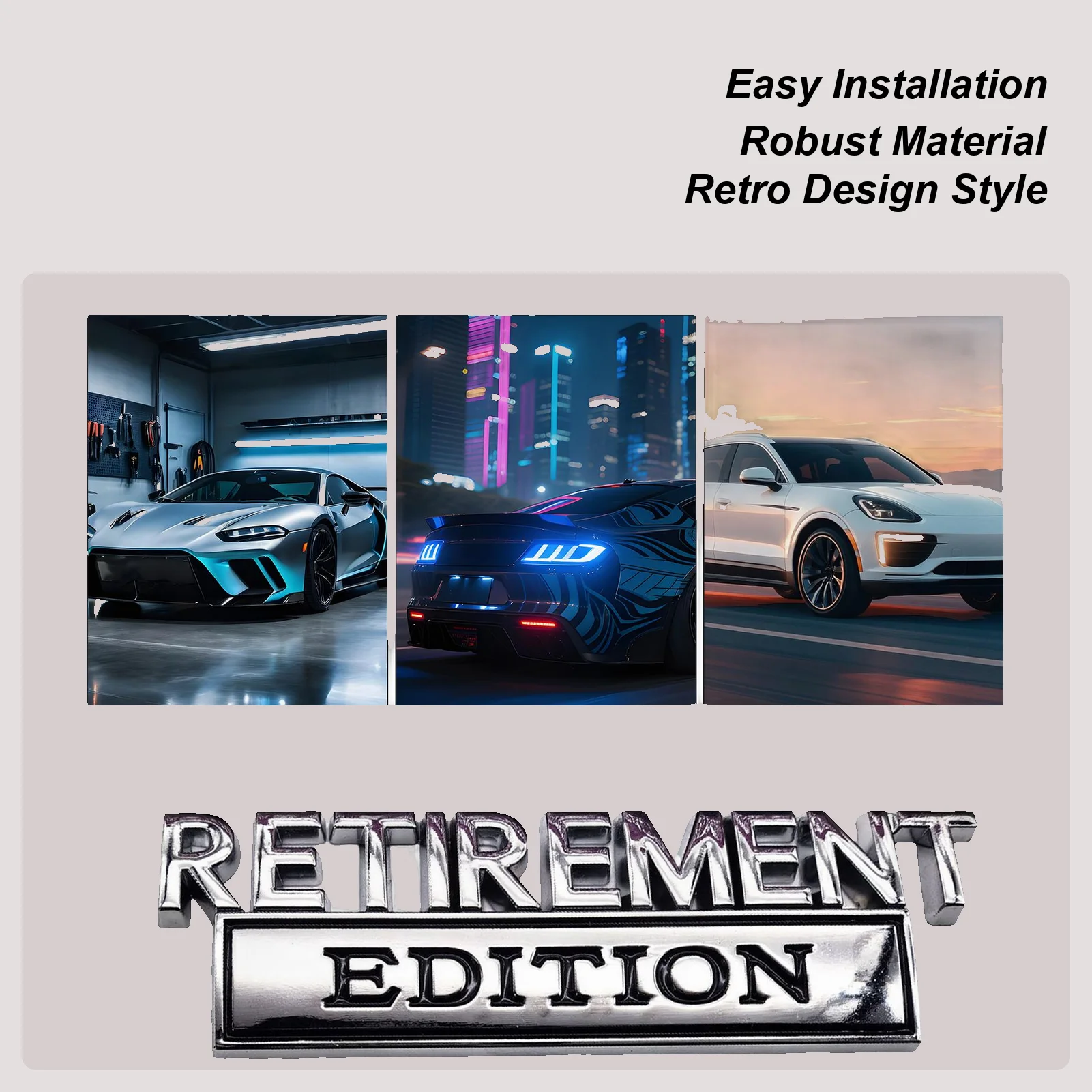 

Car Badge Retirement Edition Badge 3D Metal Sticker For Truck SUV Tailgate Upgrade Bumper Decoration Hood Trunk Door