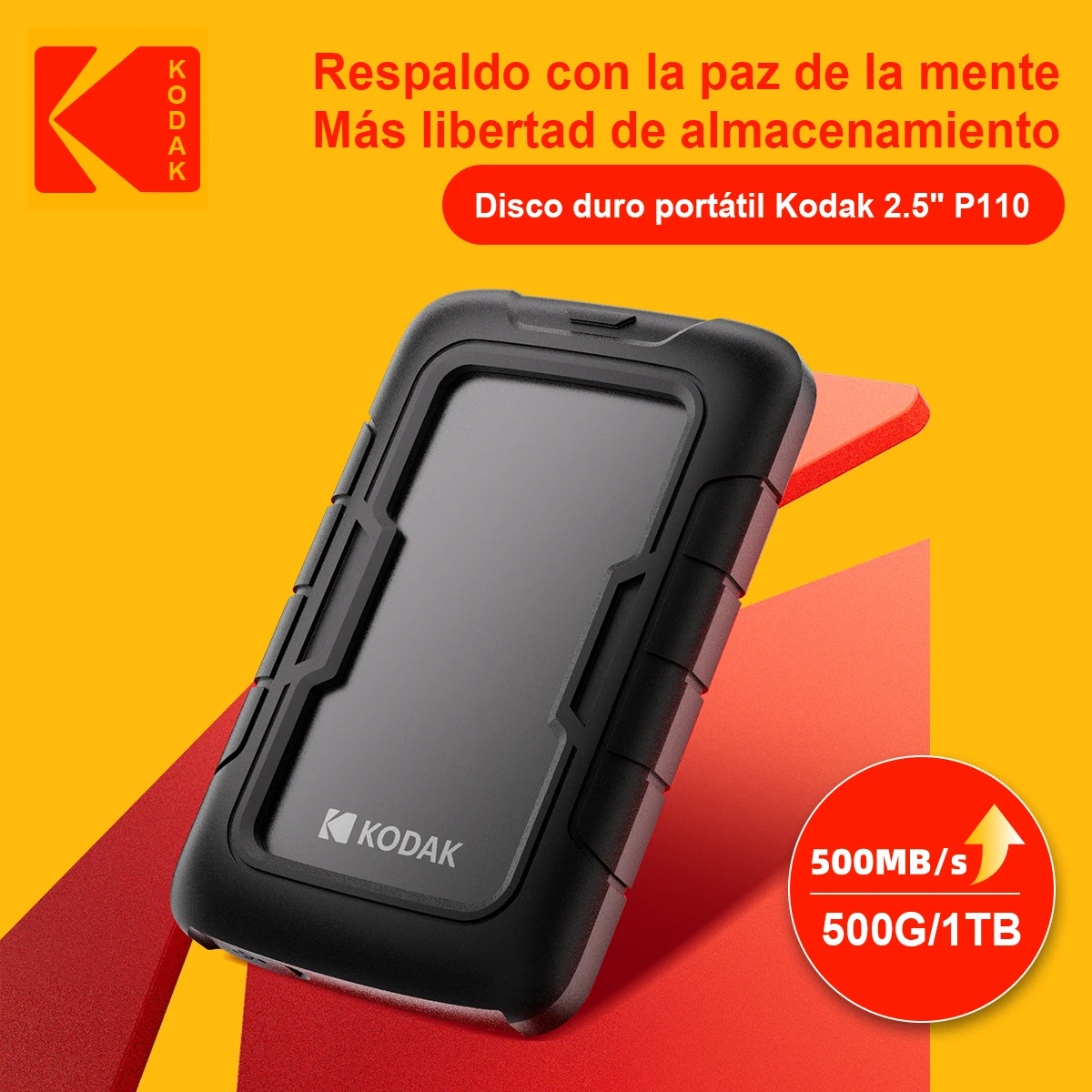 

KODAK P110 HDD Portable External Hard Drive USB 3.0 500GB 1TB Storage Compatible with PS5, Xbox, PC, Mac Desktop, MacBook
