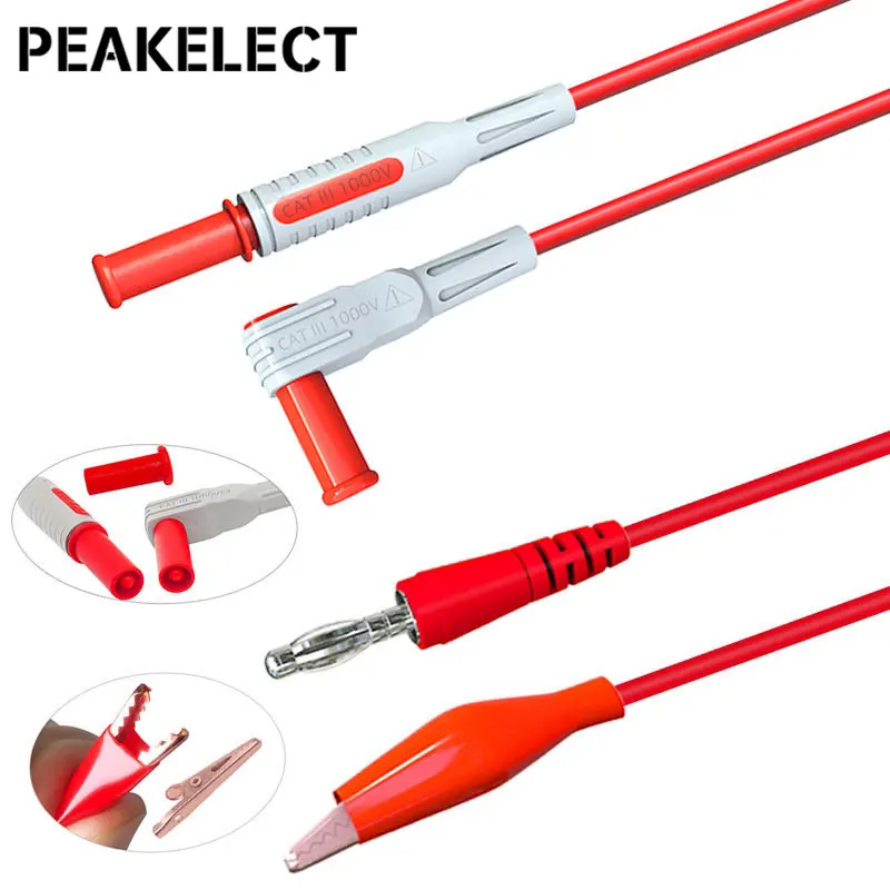 Peakelect P1947 46Pcs Multimeter Meetsnoeren Kit 4Mm Banaan Plug Met Draad Piercing Probes Punctie Naald Alligator Clip 1000V