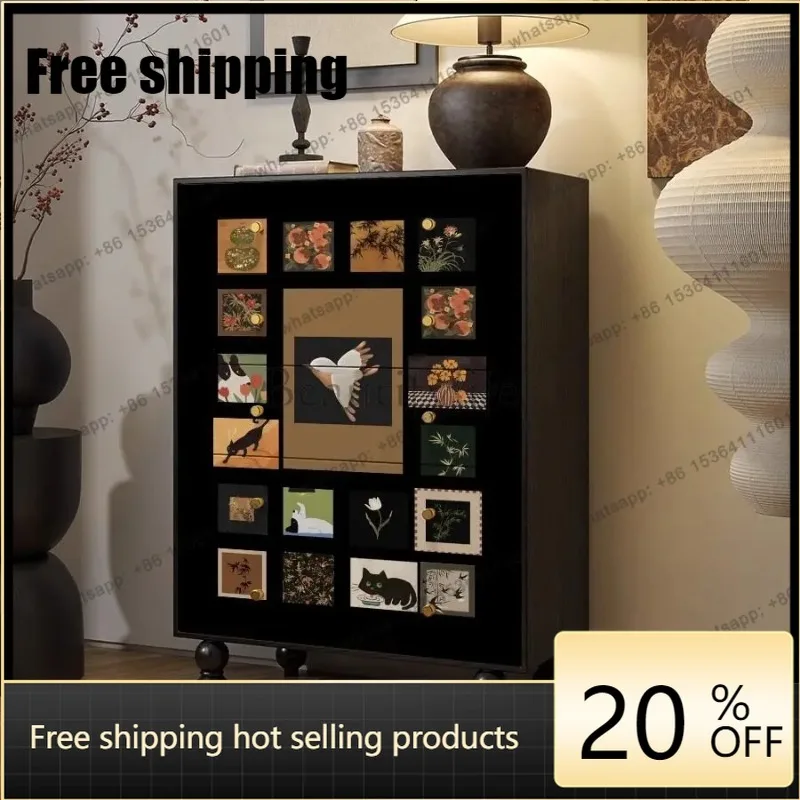 jj4 French medieval solid wood chest of drawers against the wall storage cabinet