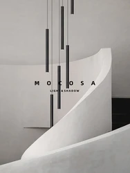 Modern Minimalist LED Stairwell Hanging Lamps Dining Table Black Pendant Lighting Villa Living Room Nordic Staircase Chandelier