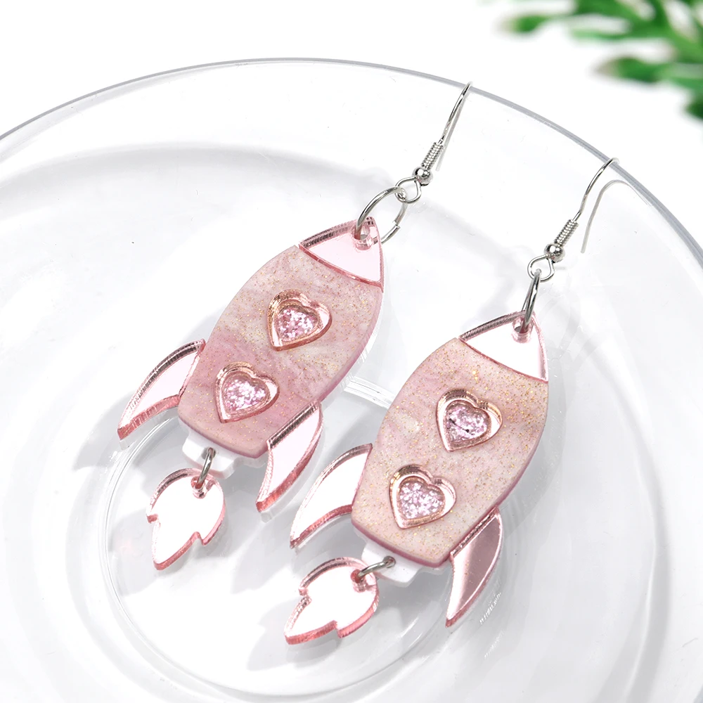 Women's Creative UFO Alien Acrylic Drop Earrings