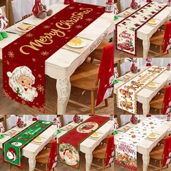 Santa Claus Christmas Table Runner Christmas Decorations For Home 2024 Xmas Table Flag Navidad Noel Gift New year Tablecloth
