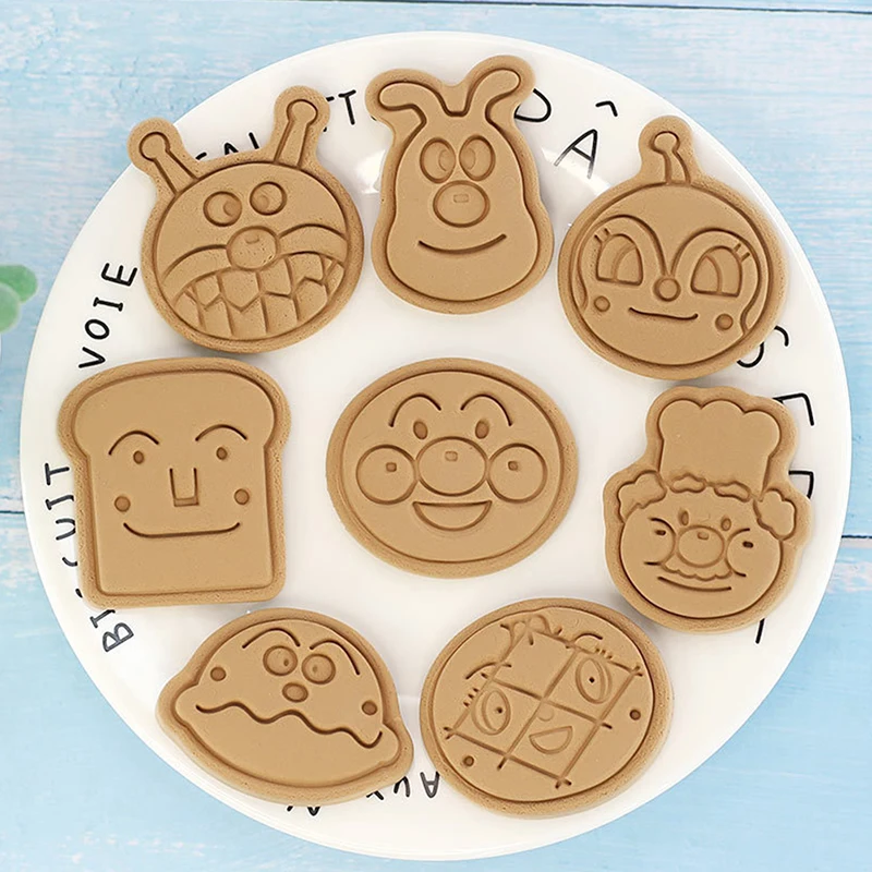 Anpanman 8 Piece Set Shape Cookie Cutters Fondant Cutter Plastic Cookie Mold DIY Fondant Pastry Decorating Baking Cooking Tools