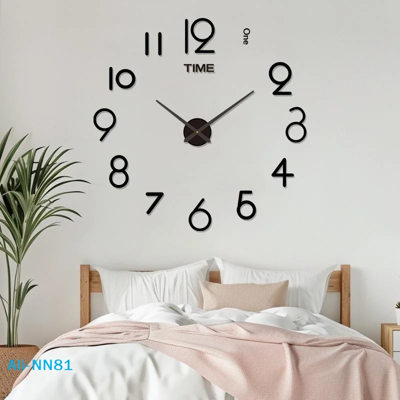 【N】2026 Modern Design Large Wall Clock 3D DIY Quartz Acrylic Mirror Stickers Living Room Home Decor