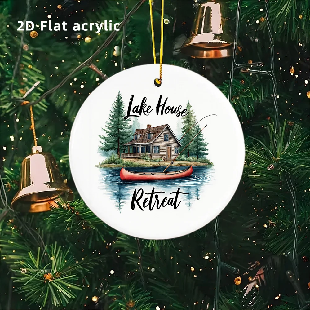 

2D plane, 1 circular acrylic decoration piece for a lakeside cottage 3.15 inches with a hanger attached for a lake view display.