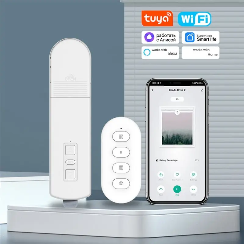 ABJN-Tuya Wifi Smart Electric Curtain Motor Roller Shade Driver UK Plug