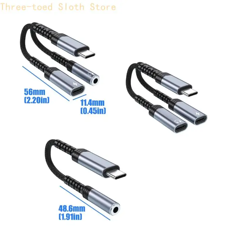 Musikkonverter-Kabel USB C auf 3,5 mm Kopfhörer- und Ladegerät-Adapter für Everyday E74A – Detail 6