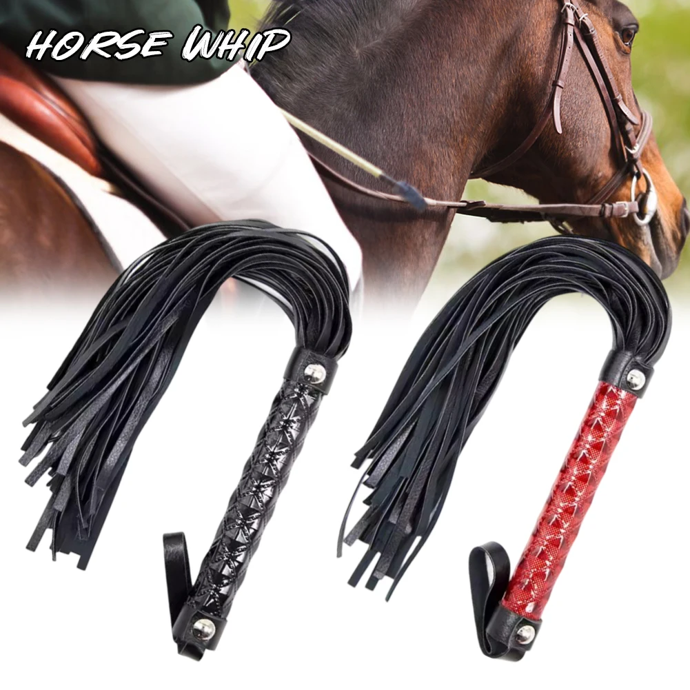 1pc frusta per cavalli frusta per cavalli in pelle antiscivolo attrezzatura per ciclismo equestre maniglia fruste equestri allenamento equitazione per cavallo