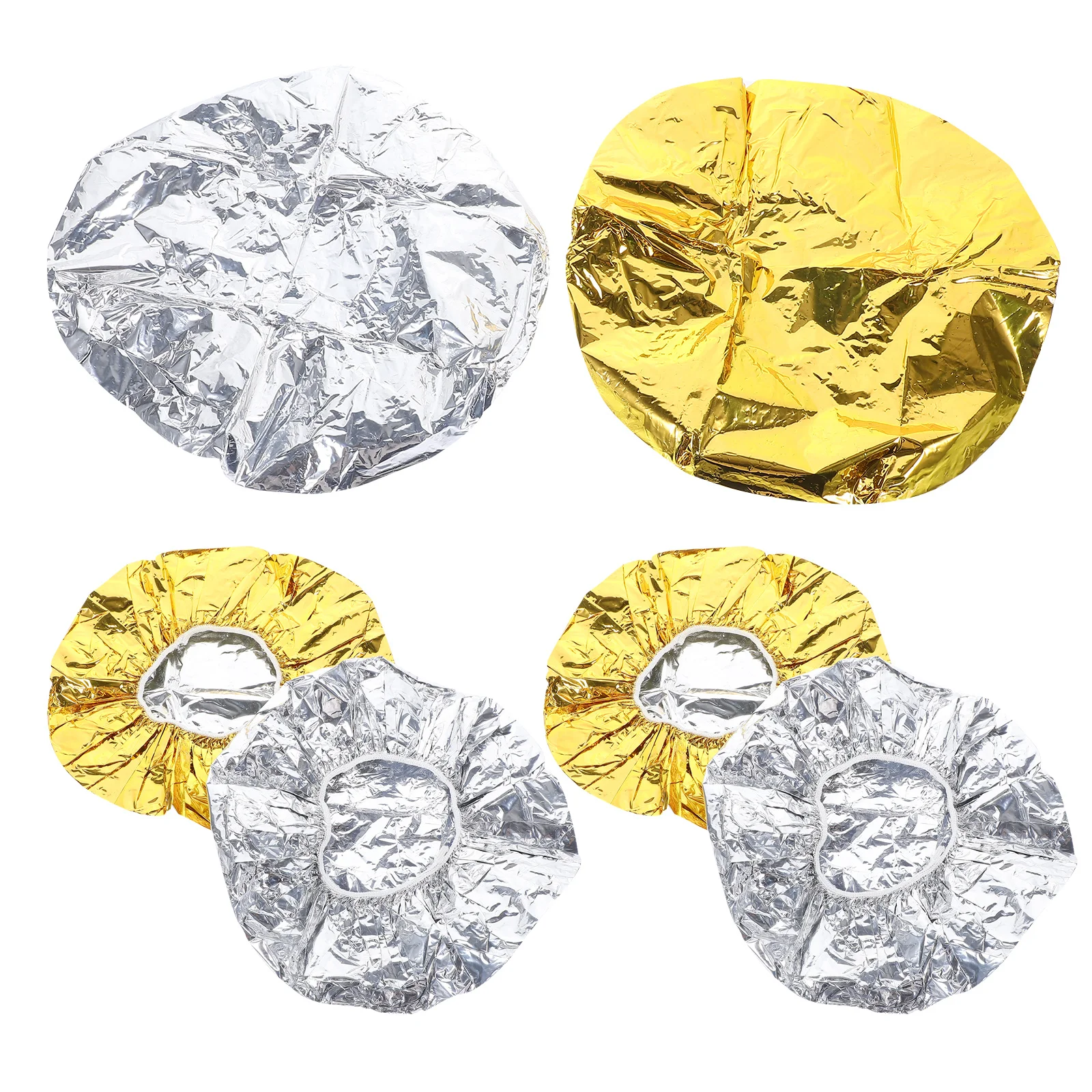 6pcs Heat Insulation Cap Aluminum Foil Hairdressing Cap For Women Dustproof Shower Salon Use Golden Silver Each