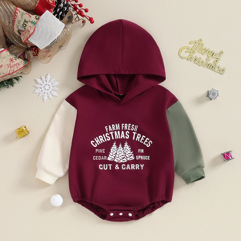 Infant Winter Long Sleeve Rompers Newborn Snowflake Print Hooded Bodysuit Baby Raglan Sleeve Jumpsuits for Christmas