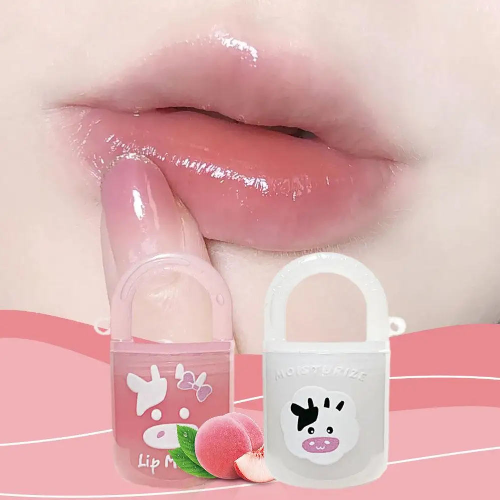 Cute Calf Lip Balm Base Hydrating Peach Jelly Lip Sleep Mask Natural Plant Anti-Cracking Colourless Lip Care Lighten Lines Gel