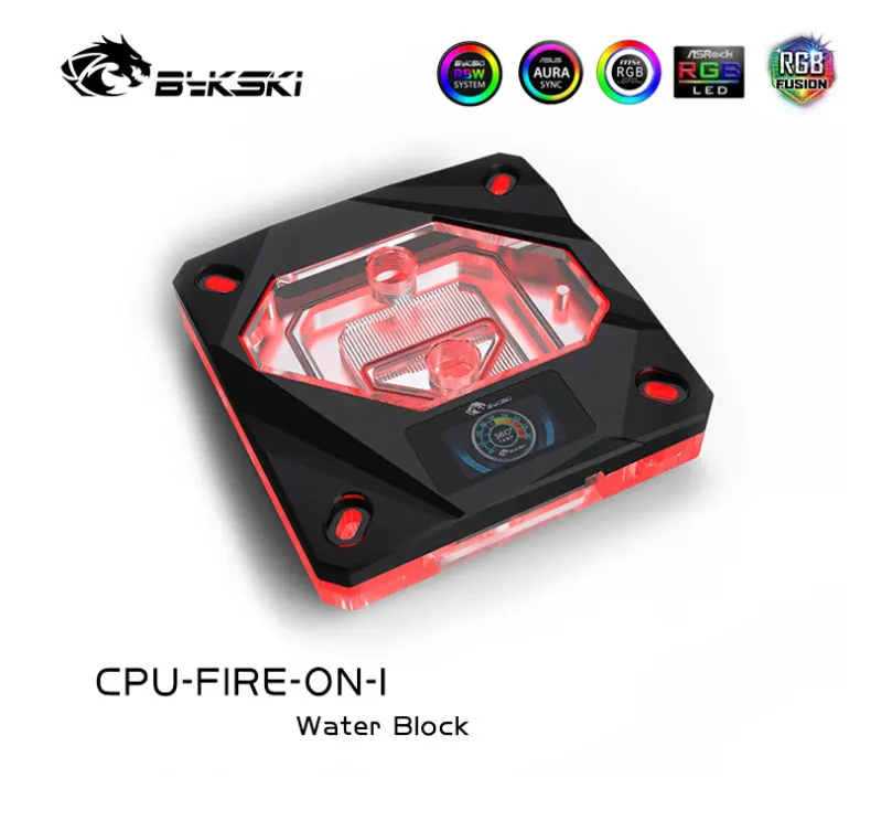 Bykski CPU-FIRE-ON-I,1700 CPU Water Block Monitor For Intel LGA 1200 115X 20XX X299 X99 Water Cooler With Display 5V /12V AURA