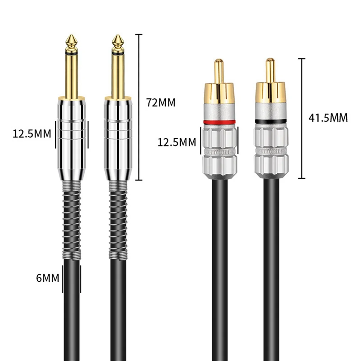 ABEP-2M Audio Cable Dual 6.5 to 2RCA Audio Cable OFC 6.5mm to Double Lotus Audio Cable 2 Pairs of 2 6.5 to RCA Console Cable