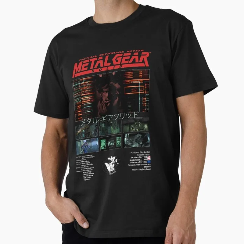 Metal Gear Solid MGS Game Gift T‑Shirt for Gamer Unisex Cotton Short Sleeve Tees Solid Snake Graphic Print Streetwear Tops