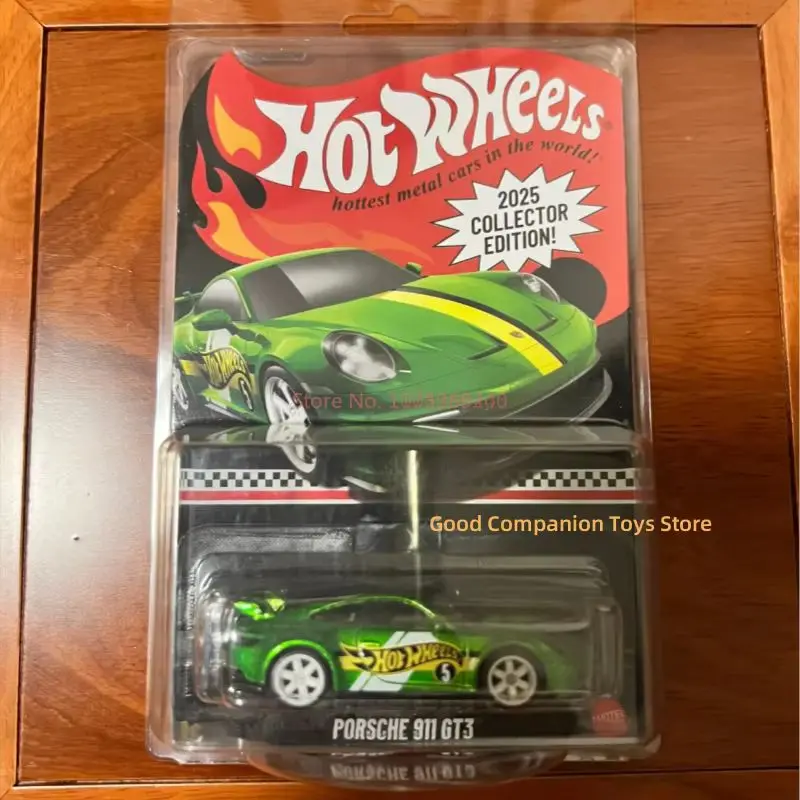 Oryginalny Hot Wheels 2025 Collector Edition Red Line 1/64 Model samochodu Porsche 911 Gt3 Kolekcjonerska ozdoba do pokoju Chłopiec Zabawka Prezenty