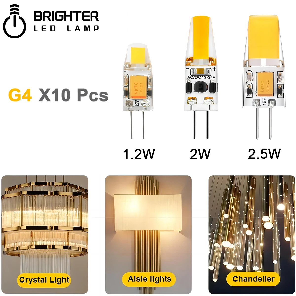 

10PCS 12V AC/DC G4 COB Lamp LED AC/DC 12V Corn Light 1.2W 2W 2.5W Spotlight Chandelier Bulb Replace Halogen Lamps