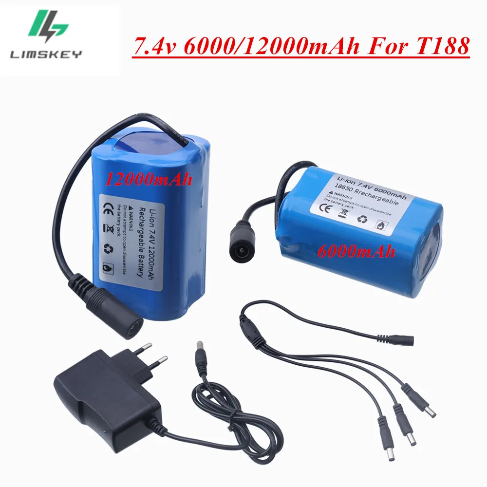 7.4V 12000mAh Battery Charge set For T188 T888 2011-5 V007 C18 H18 Remote Control RC Fishing Bait Boat Parts vs 7.4v 5200mah