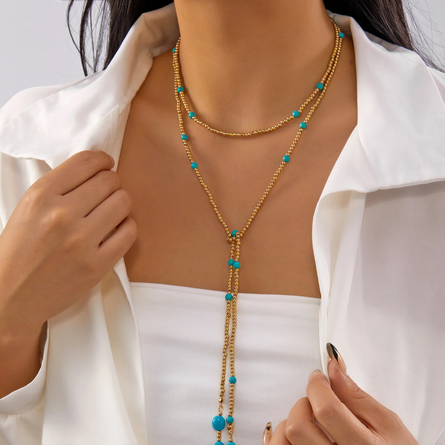 2026 neue kreative Hip-Hop unregelmäßige CCB lange Halskette für Frauen Mode super Licht Y-förmigen Anhänger Halskette Schmuck Geschenk – Detail 3