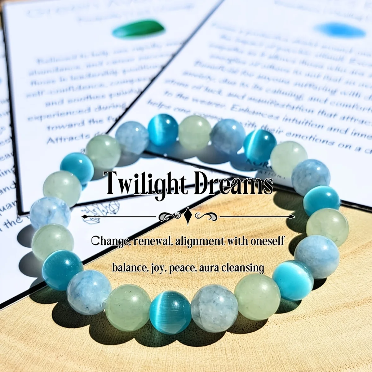 1 pieza/pulsera crepuscular hecha de piedra natural ojo de gato aguamarina piedra lunar joyería hecha a mano hombres y mujeres cambiar y equilibrio
