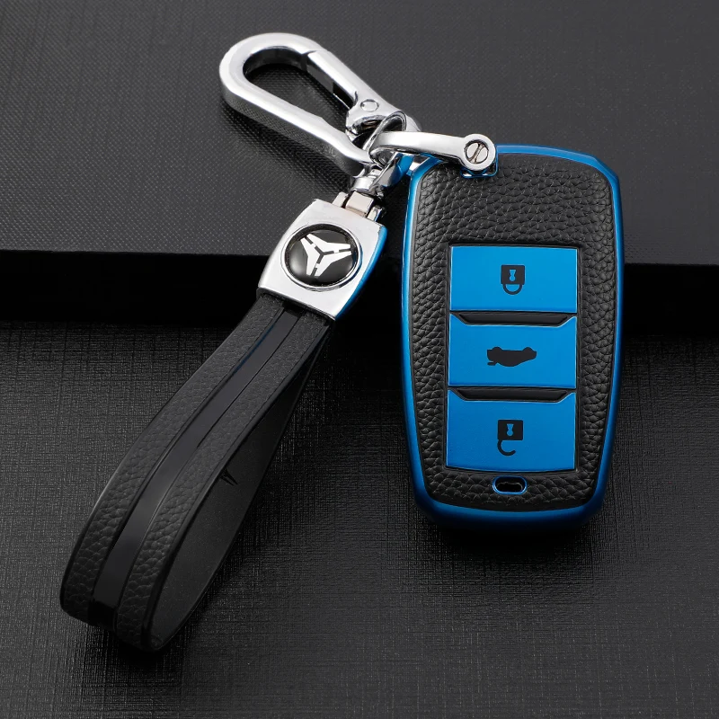 Leather TPU Car Smart Key Cover Bag Case Shell Protector Keychain for Changan Eado CS35 Raeton CS15 V3 V5 V7 Accessories