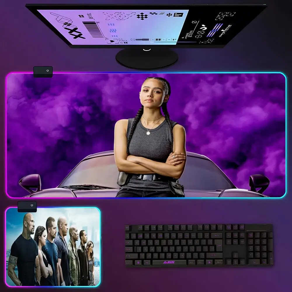 fast and Furious Mouse Pad RGB Luminous 700X400mm Large Table Pad Encrypted Anti Skid Super Large Mouse Pad