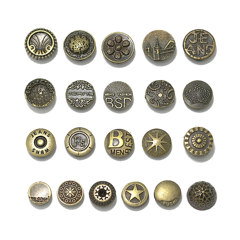 Bronze Metal round Rivet Coat Denim Two-in-One Assembly Punk Style Button Leather Bag DIY Decorative Buckle