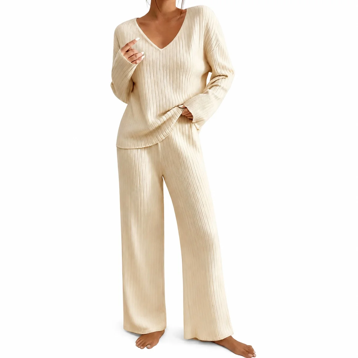 Casual Long Sleeve Set with Commuter Style Patchwork Sweater for Women Autumn Winter Regular Sleeve Elegant Commuter