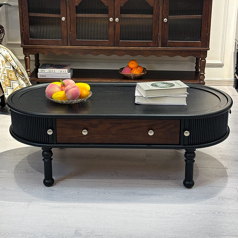 

French retro pure solid wood coffee table can be small apartment living room coffee table 2025 new medieval furniture