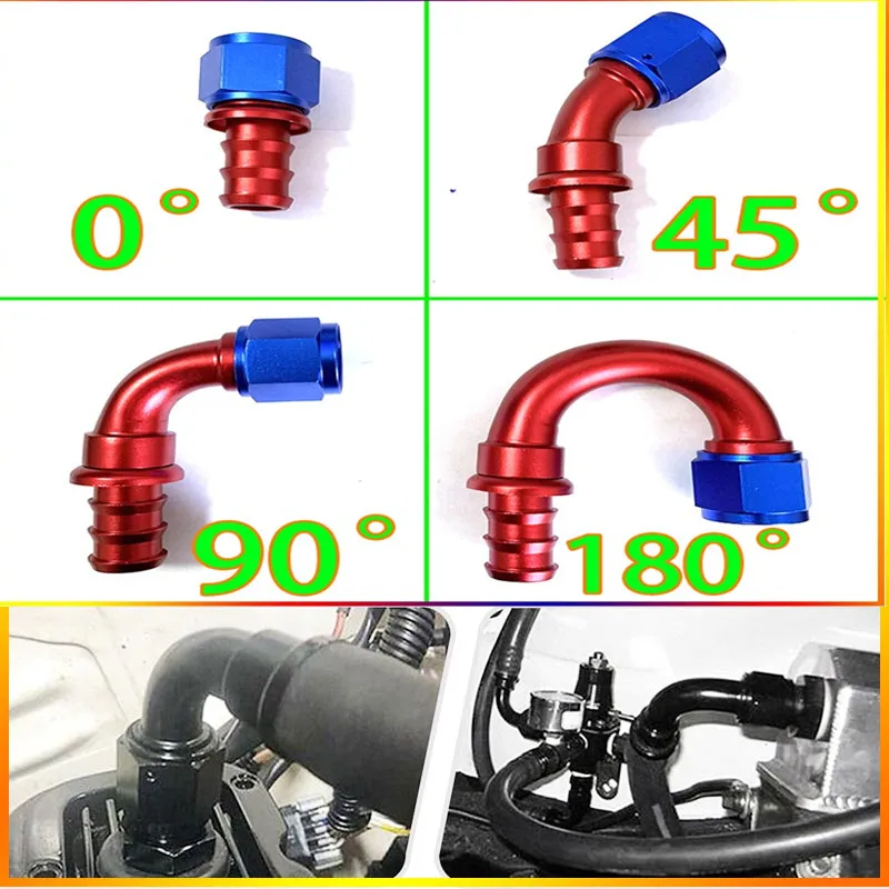 

2Pcs 0 ° 45 ° 90 ° 180 ° AN4-6-8-10-12 Fuel cooler hose connector Automotive parts connection adapter connector automotive parts