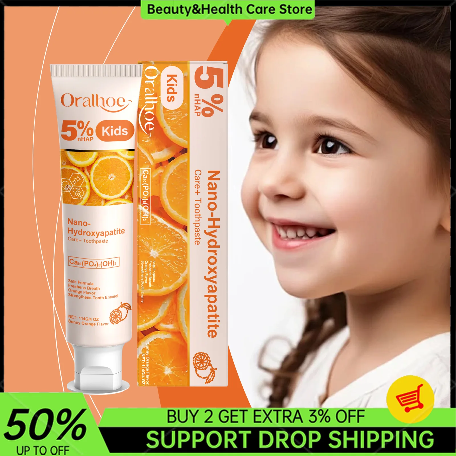 

Nano-Hydroxyapatite Care Toothpaste Sweet Orange Flavor Clean Teeth Fresh Breath Brighten Stain Removal Dental Care Toothpaste