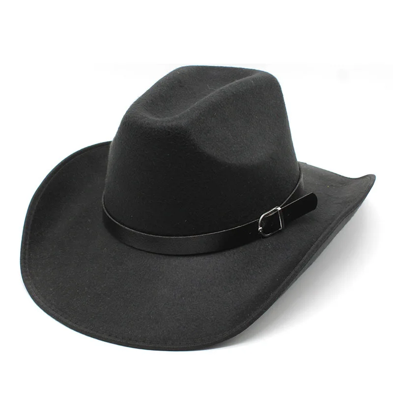 

Covered Hat European And American Style Foreign Trade Western Cowboy Hat Knight's Cap One-word Top Men And Women Woolen Hat