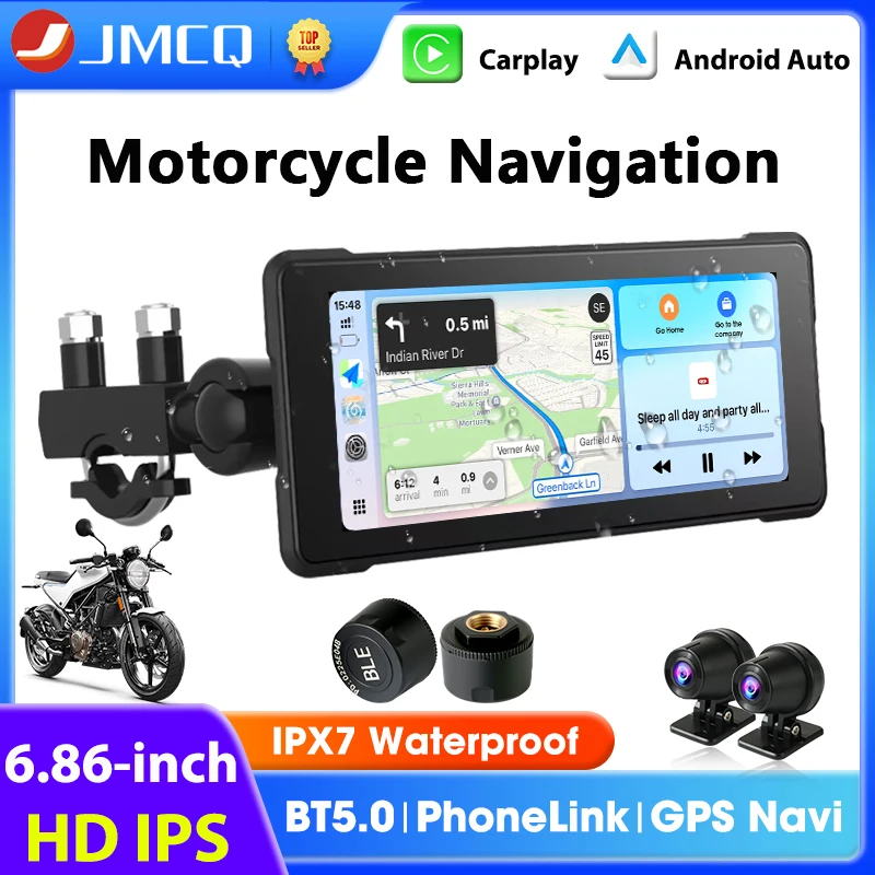 

6,86-дюймовый мотоциклетный экран с CarPlay, GPS-навигацией, беспроводным Android Auto, водонепроницаемостью IPX7, поддержкой Dual Bluetooth, DVR+TPMS