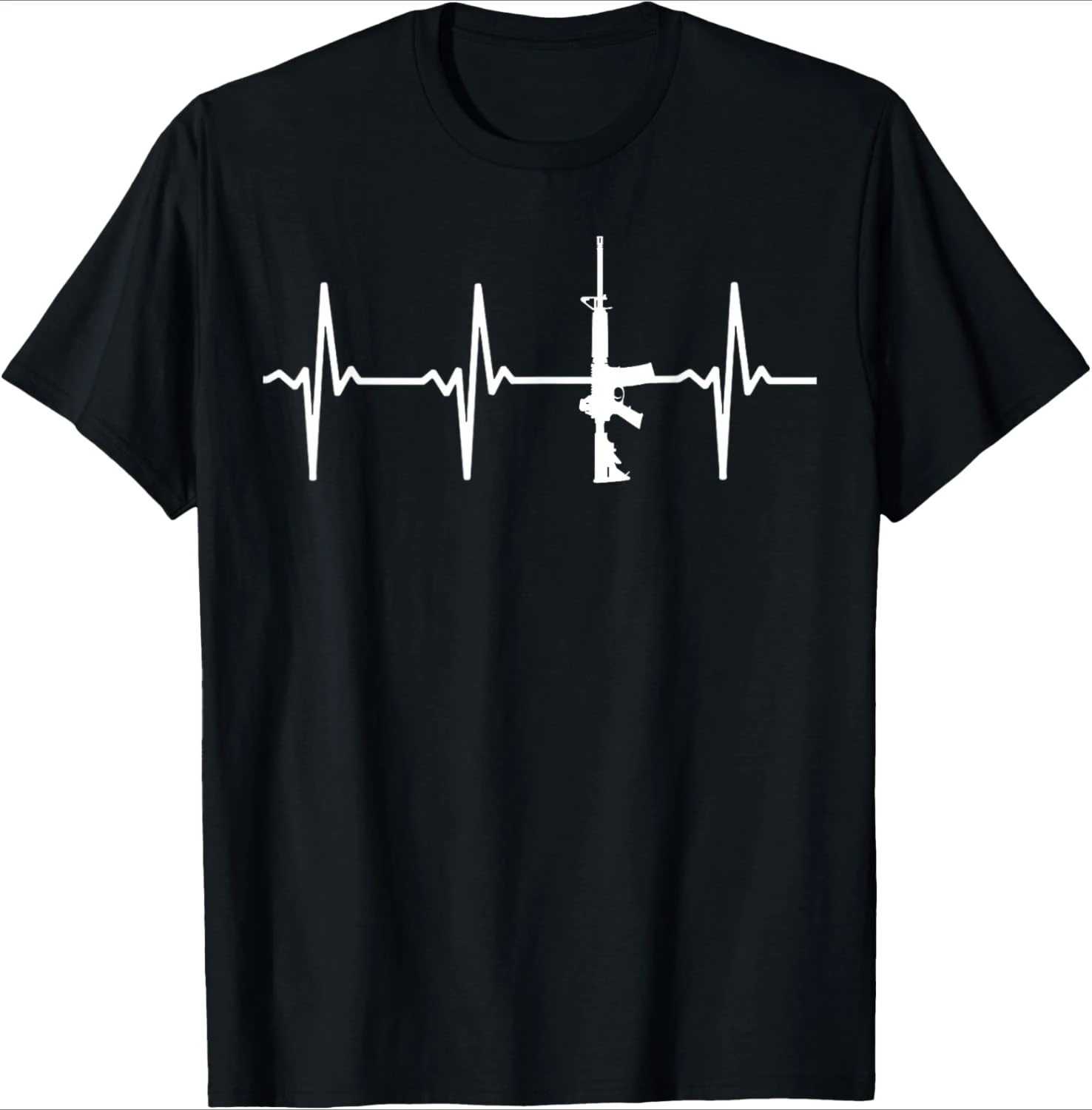 Second Amendment 2A Gun Lover AR15 Heartbeat pattern design -100% cotton O-neck short sleeve casual printed men's T-shirt.