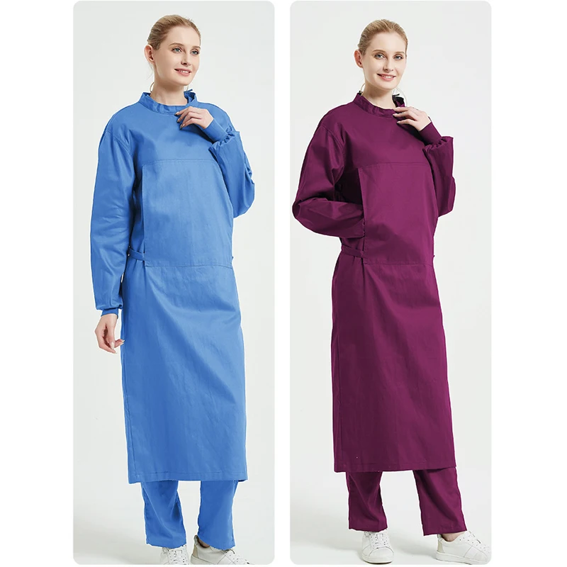 Surgical Gowns Cotton Operating Room Work Male Surgeons Half Wrapped Long Sleeved Female Reverse Wearing Full Isolation Clothing