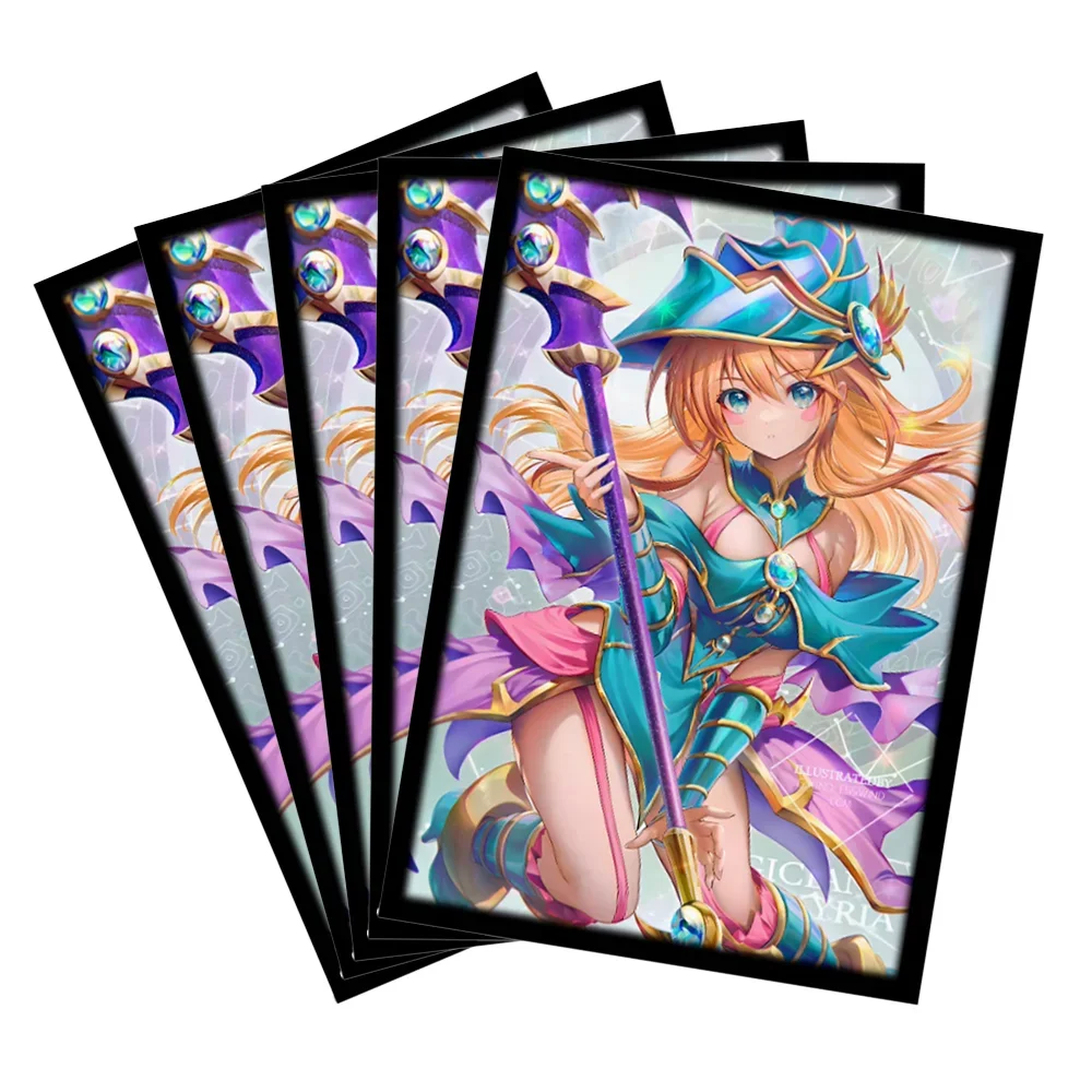 50pcs 63x90mm Foil Flash Anime Card Sleeves Trading Card Protector Compatible With YGO/Kpok/Sports Card Christmas Present