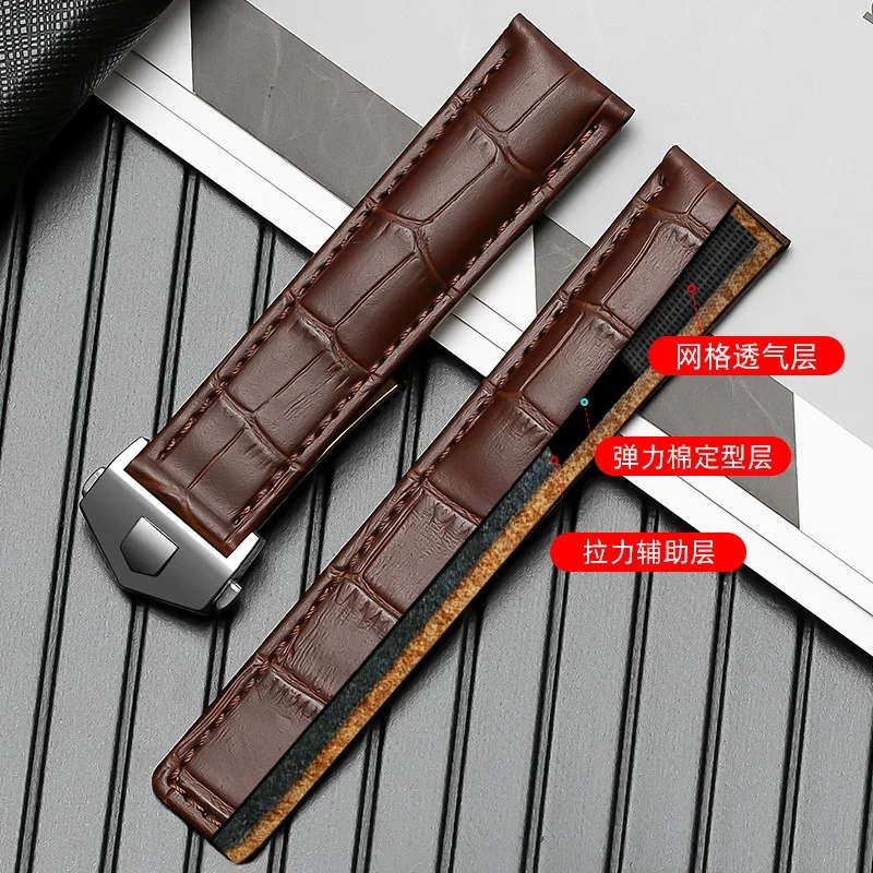 For TAG Heuer Calera  Watchband Blue brown black Genuine Leather Men\'s Watch Strap Accessories Men Women 19mm 20mm 22mm