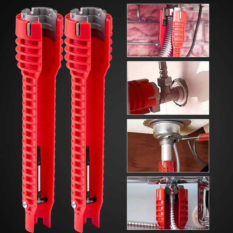 

Tool Sets Bathroom Wrenches Pipe Wrench Plumbing Key Faucet Sink Wrench Flume Plumbing Repair Kitchen Anti-slip 8 In 1