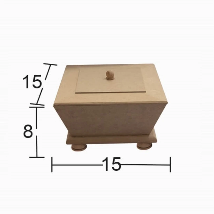 KU382 small V box, unpainted raw wood Mdf box