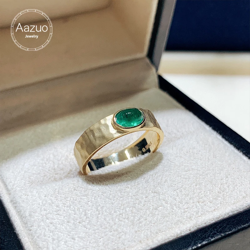 

Aazuo Classic Design 18K Solid Yellow Gold Natrual Emerald 0.50ct Luxury Ring Gift For Man &Women Engagement Wedding Party